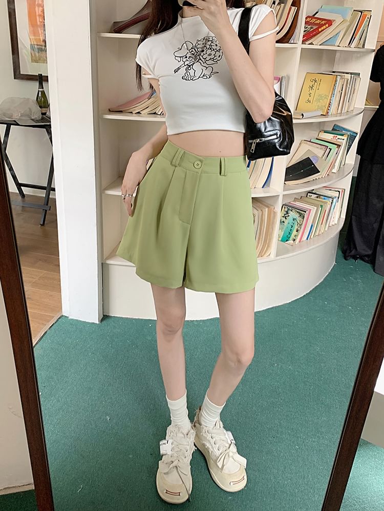 Soswift - Hoge taille effen shorts