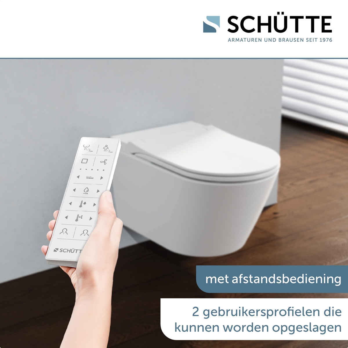 Schutte Cesari Premium randloze douche wc met Slim toiletzitting wit glans