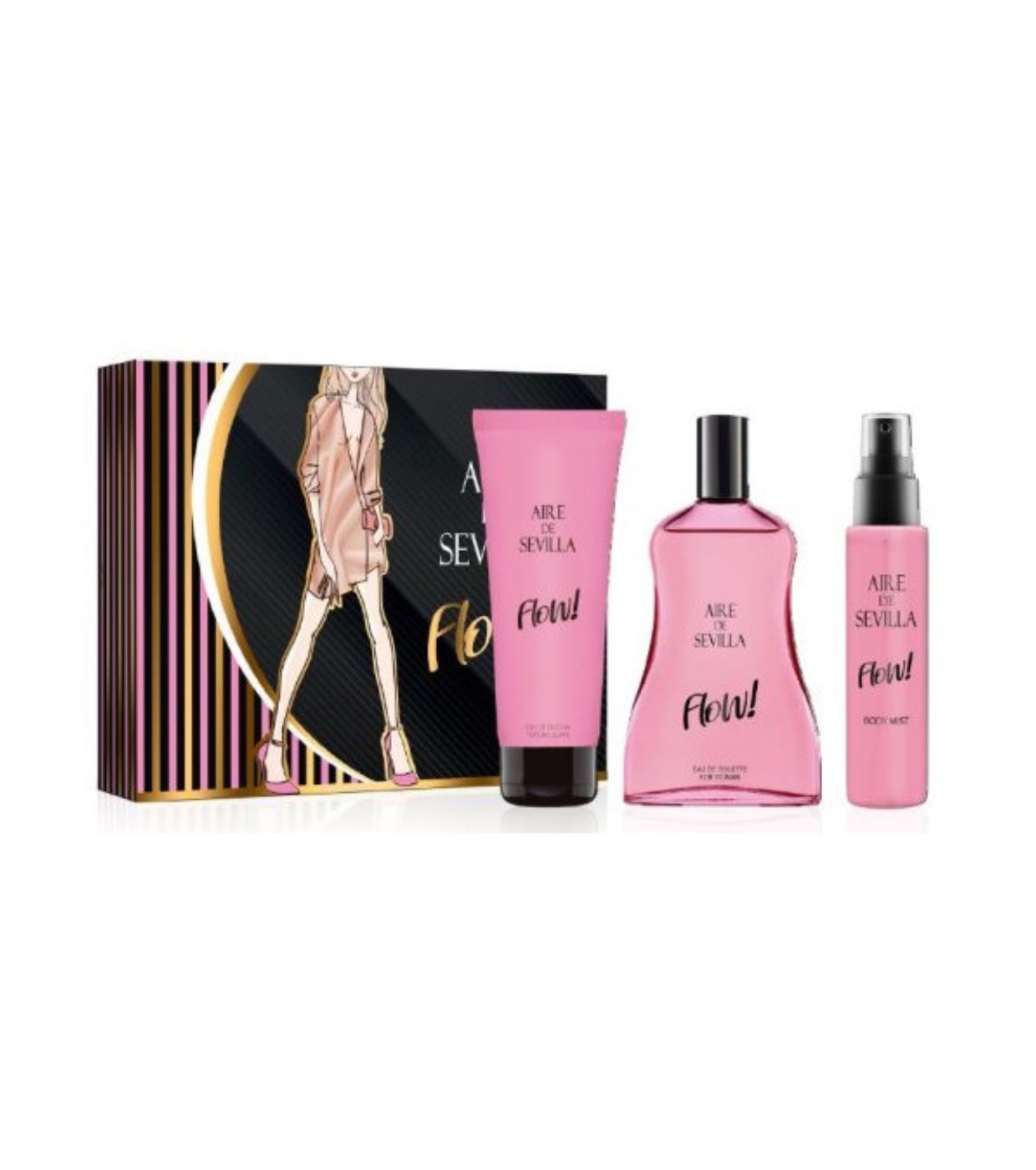 Aire de Sevilla - Conjunto Eau de toilette para mulher + névoa corporal + gel de banho - Flow