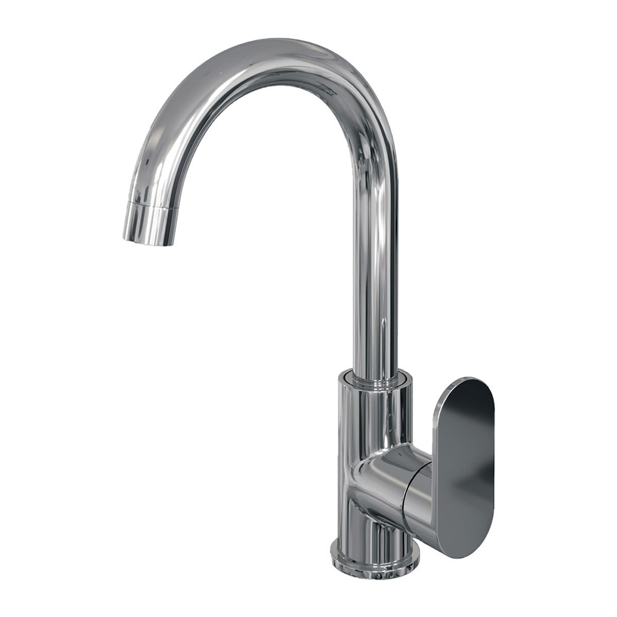 Brauer Chrome Edition ColdStart wastafelkraan hoog met draaibare ronde uitloop model C chroom