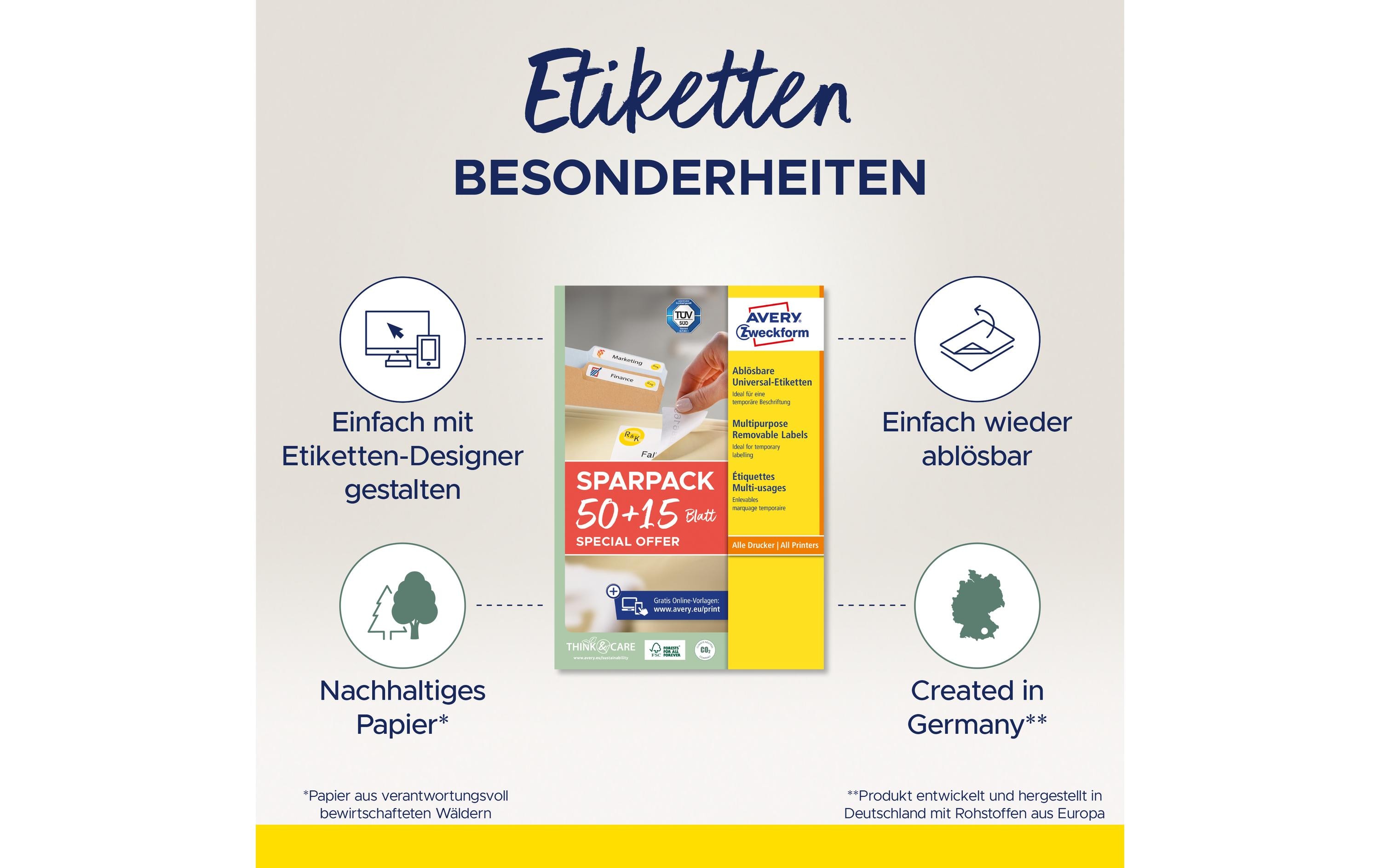 Universal-Etiketten L4731REV-65, 25.4 x 10 mm, 65 BlattAblösbare Etiketten