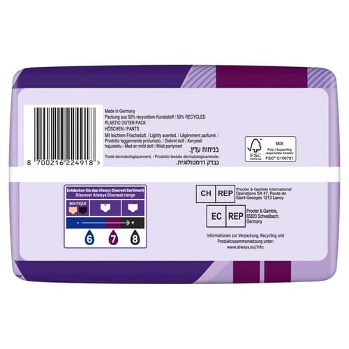 Always Discreet Inkontinenz-Höschen Für Frauen, M, 10 Stück