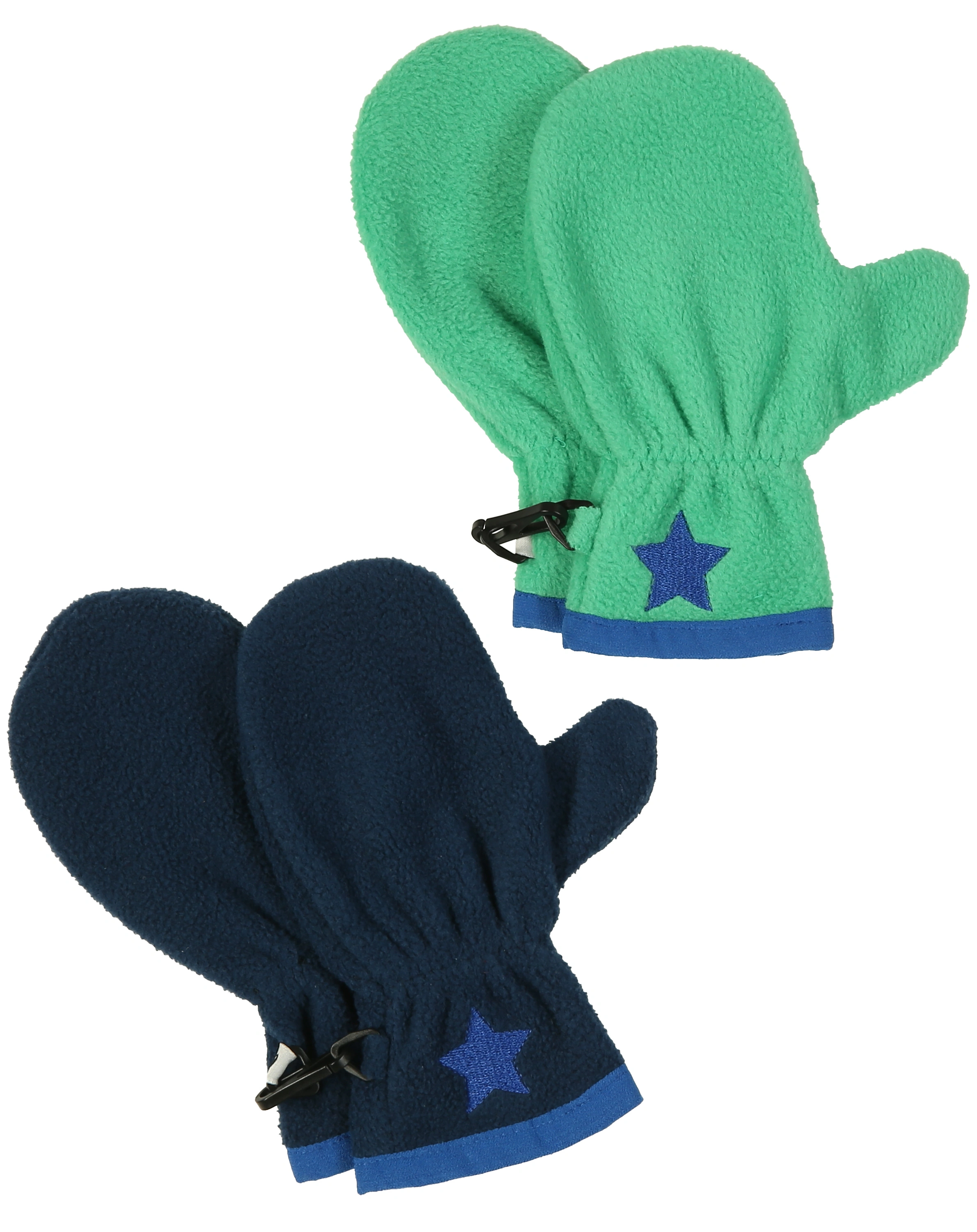 Fleece-Handschuhe STERNCHEN 2er-Pack in dunkelblau/grün
