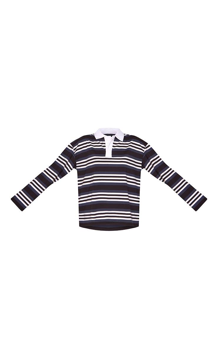 Noir T-shirt Polo À Rayures