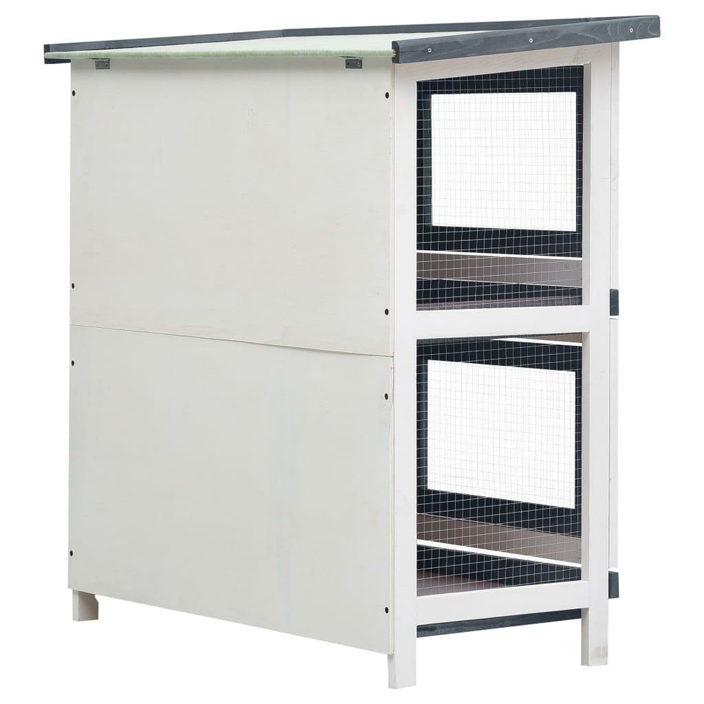 Clapier d'extérieur 4 portes 90 x 45 x 90 cm gris bois