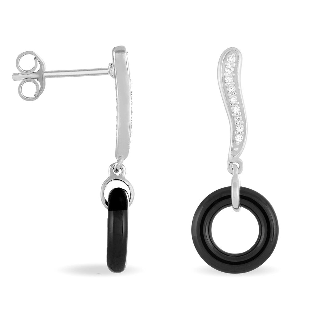 Boucles D'oreilles Pendantes Delphinia Argent Blanc Oxyde De Zirconium