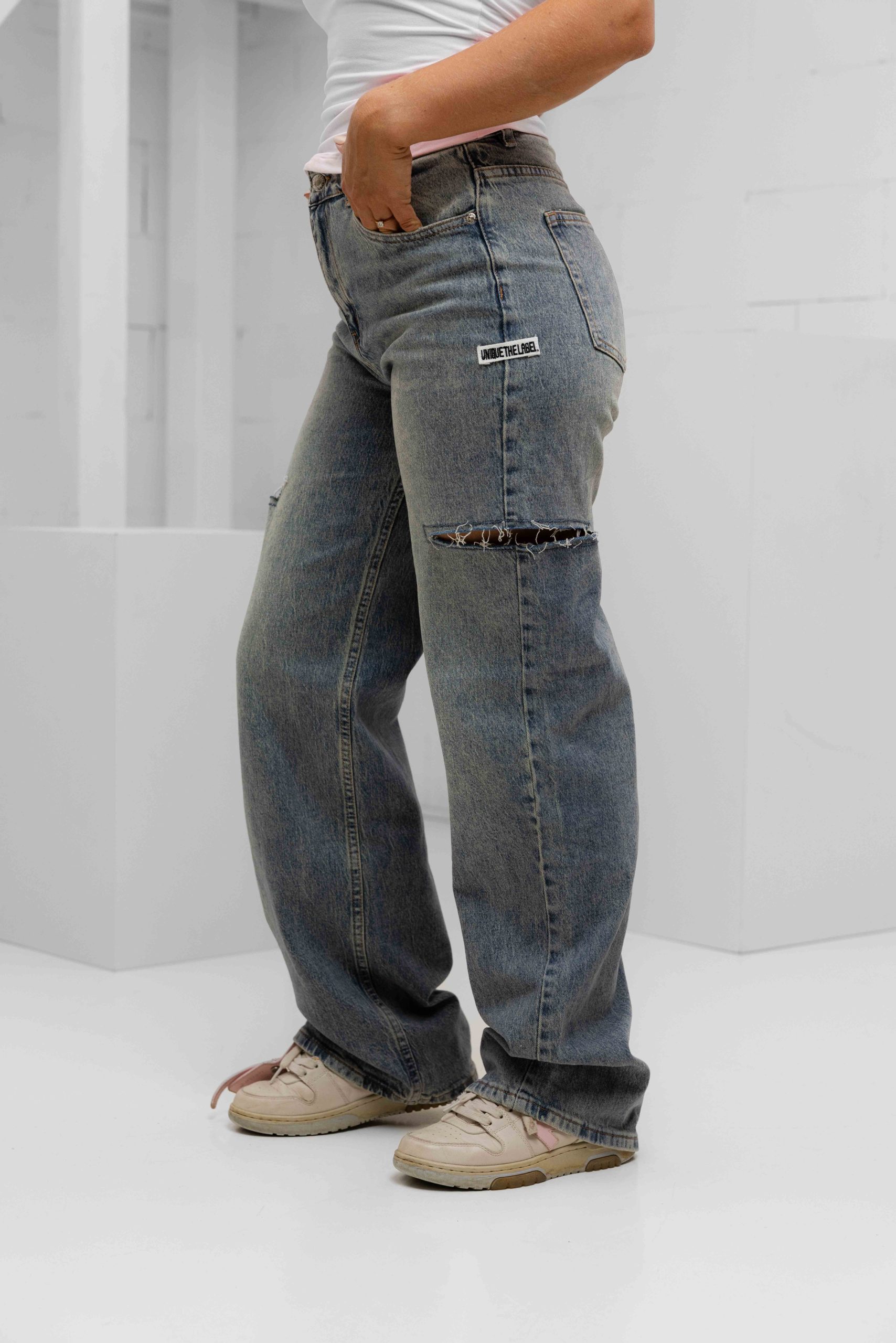 Unique The Label June Wide Leg Jeans Dames Blauw