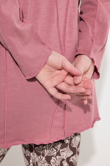 Shirt, Ziernähte, V-Ausschnitt, 3/4-Arm, Biobaumwolle
