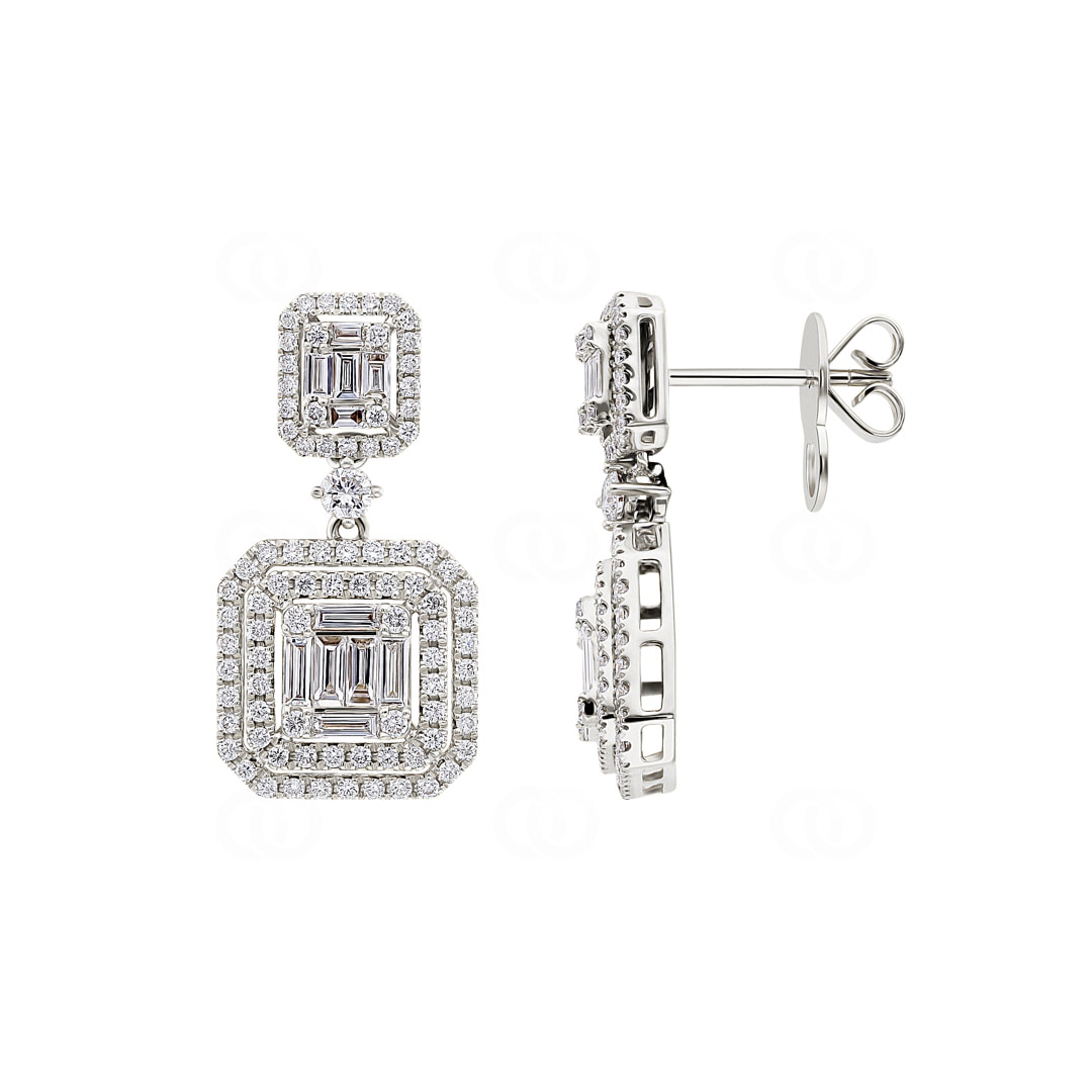 1.70 Karat Diamantohrhänger 750/18 K Weissgold