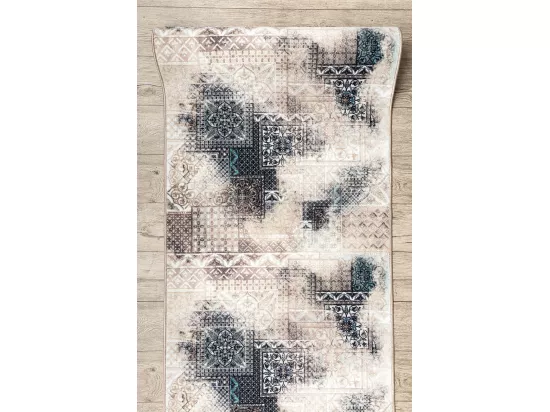 TAPIS DE COULOIR antidérapant PATCHWORK vintage la gomme beige 80x340 cm