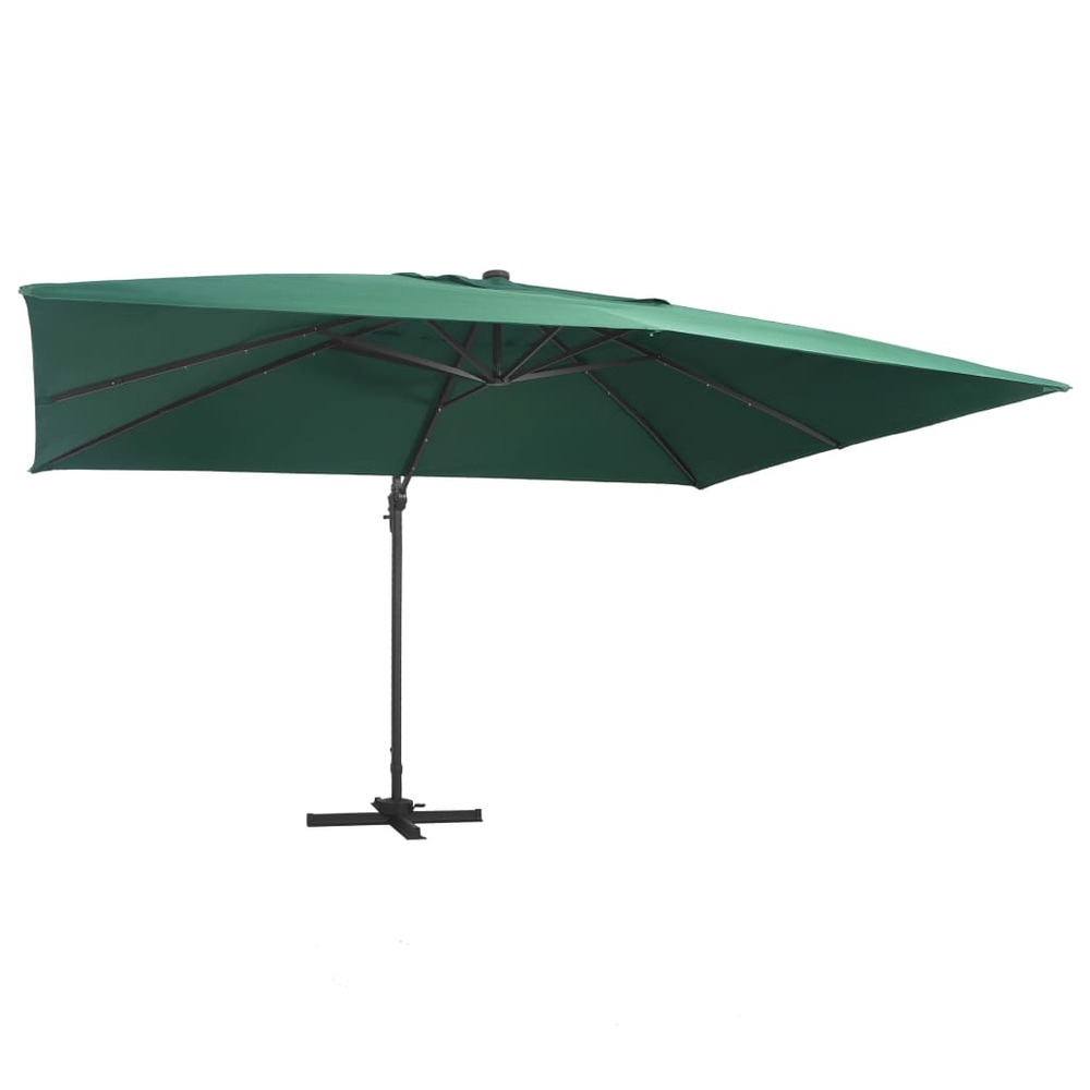 Parasol déporté avec lumières led aluminium 400 x 300 cm vert