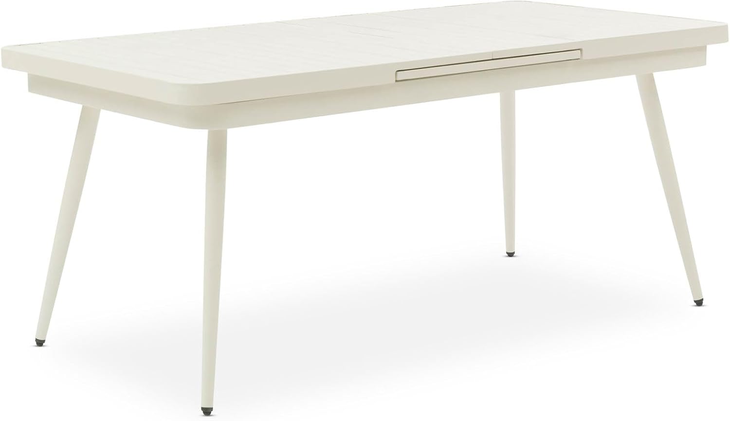 IDIMEX Gartenmöbel Set Sunny mit ausziehbarem Esstisch und 8 Stühlen, Esstisch Gestell aus Alu in weiß, Seilbespannung der Stühle in beige, Essgruppe inkl. Sitzkissen, Terassenmöbel