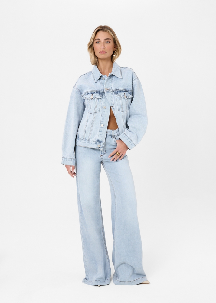 Boxy denim jacket sky blauw