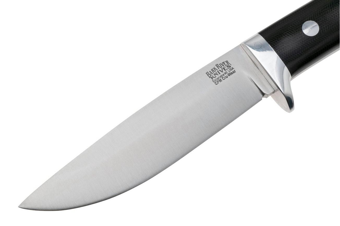 Bark River Wilderness 5 CPM Cru-Wear, Black Canvas Micarta, vaststaand mes