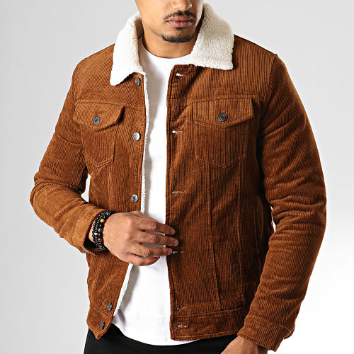 Veste Super Slim Fit Velours Col Mouton Camel