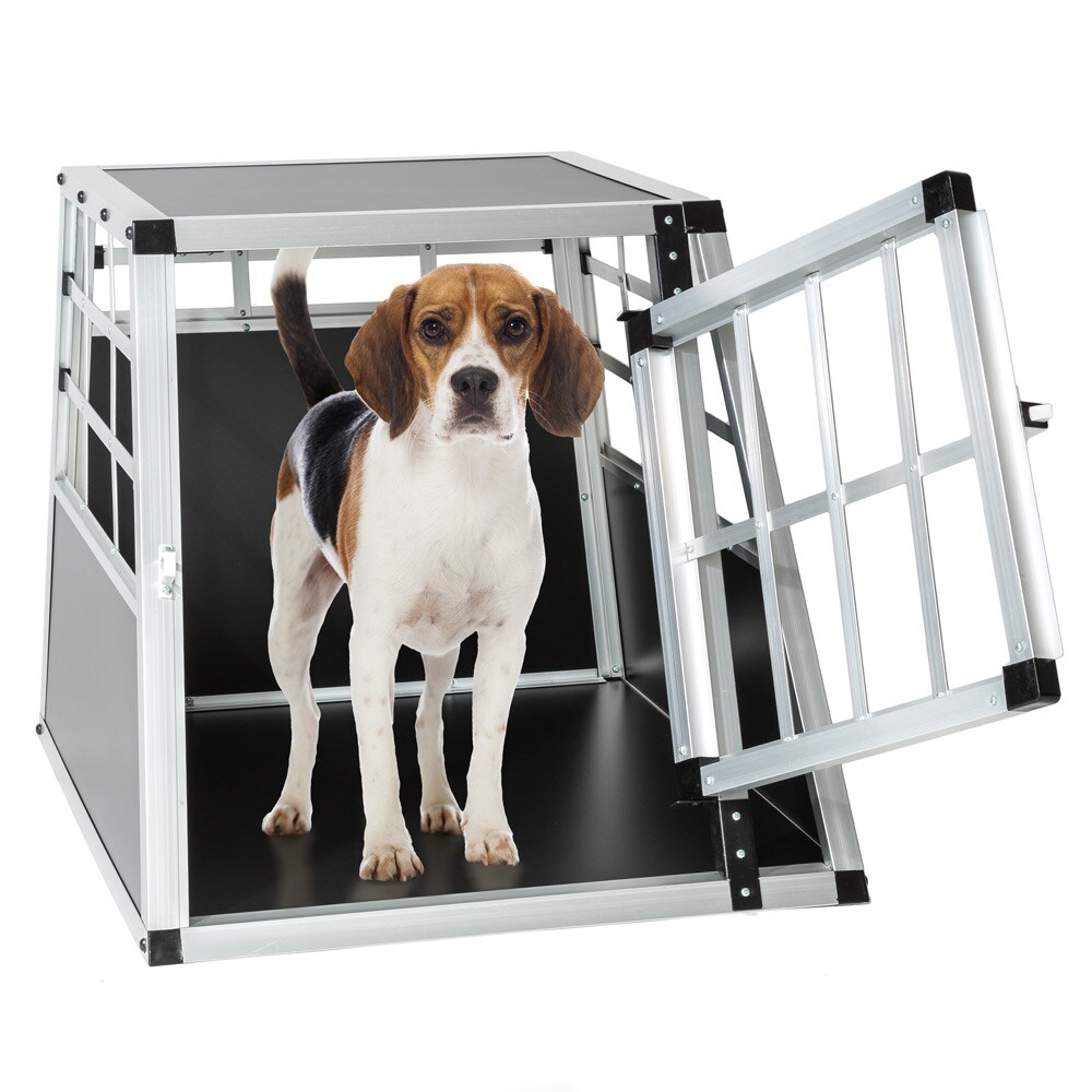 tectake® Hundetransportbox single, mit gerader Rückwand, verschließbare Gittertür, mit schützenden Kunststoffecken