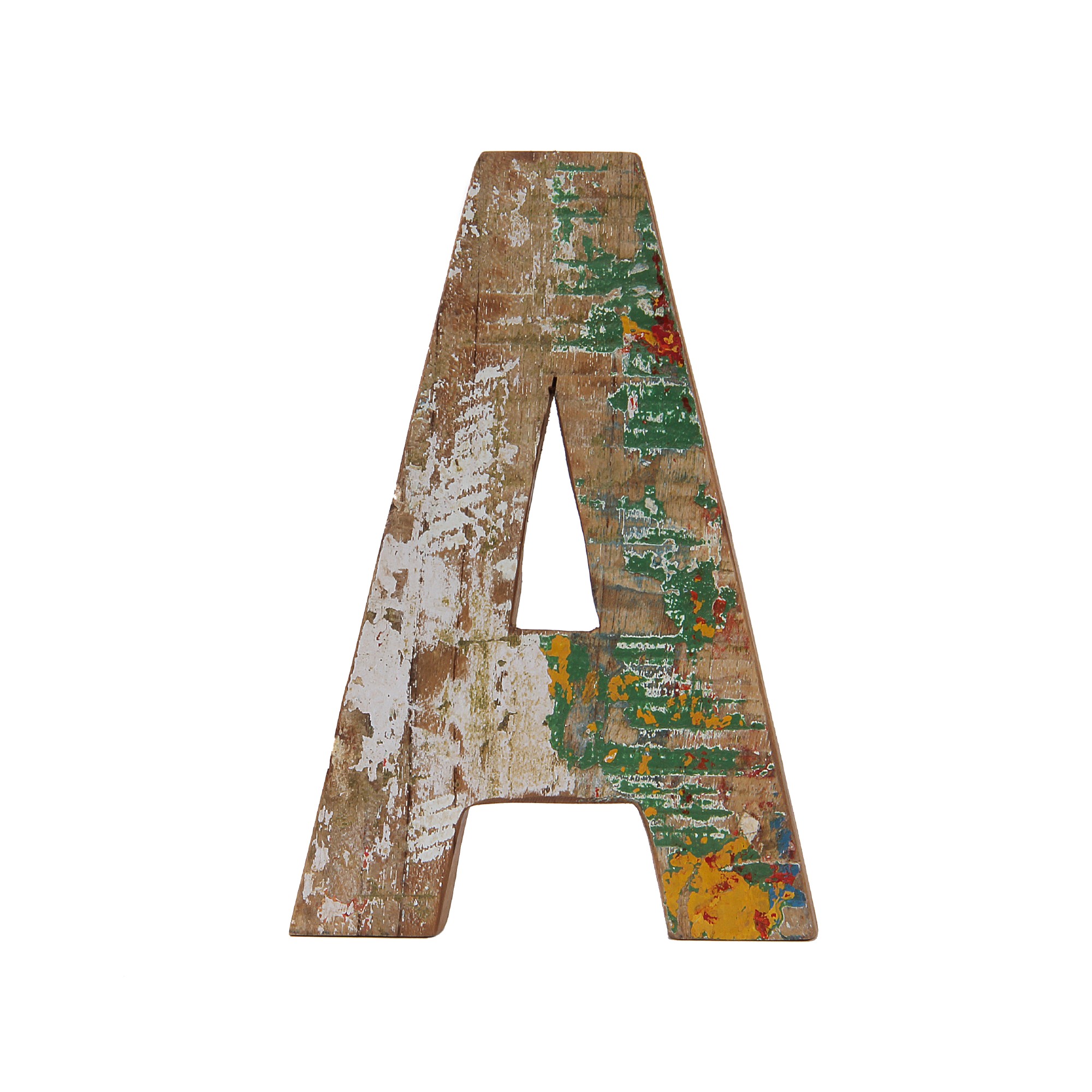 Holzbuchstabe 'A', mehrfarbig, T 2,5 cm, B 13 cm, H 19 cm von fischer's lagerhaus