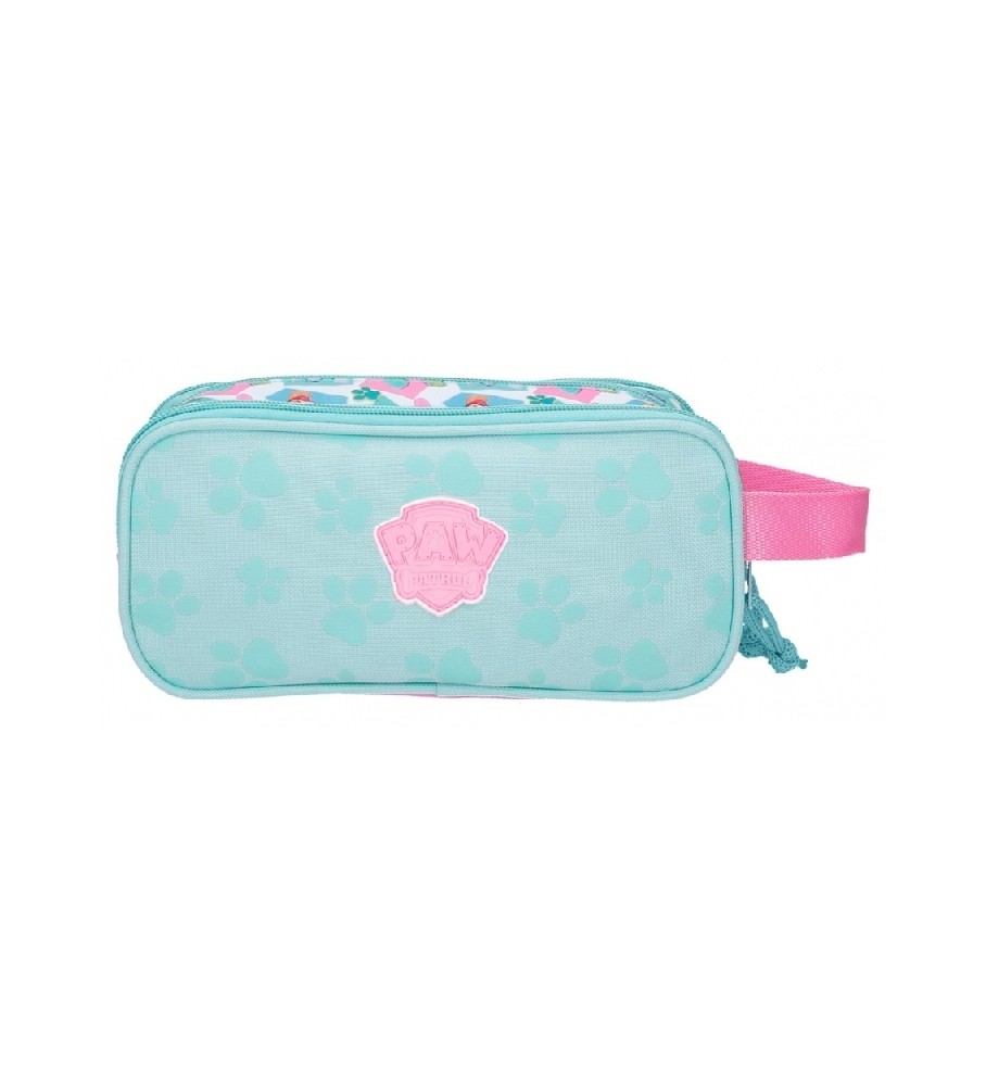 Estojo para lápis Joumma Bags Paw Patrol Friendship Fun com três zíperes, cor turquesa.