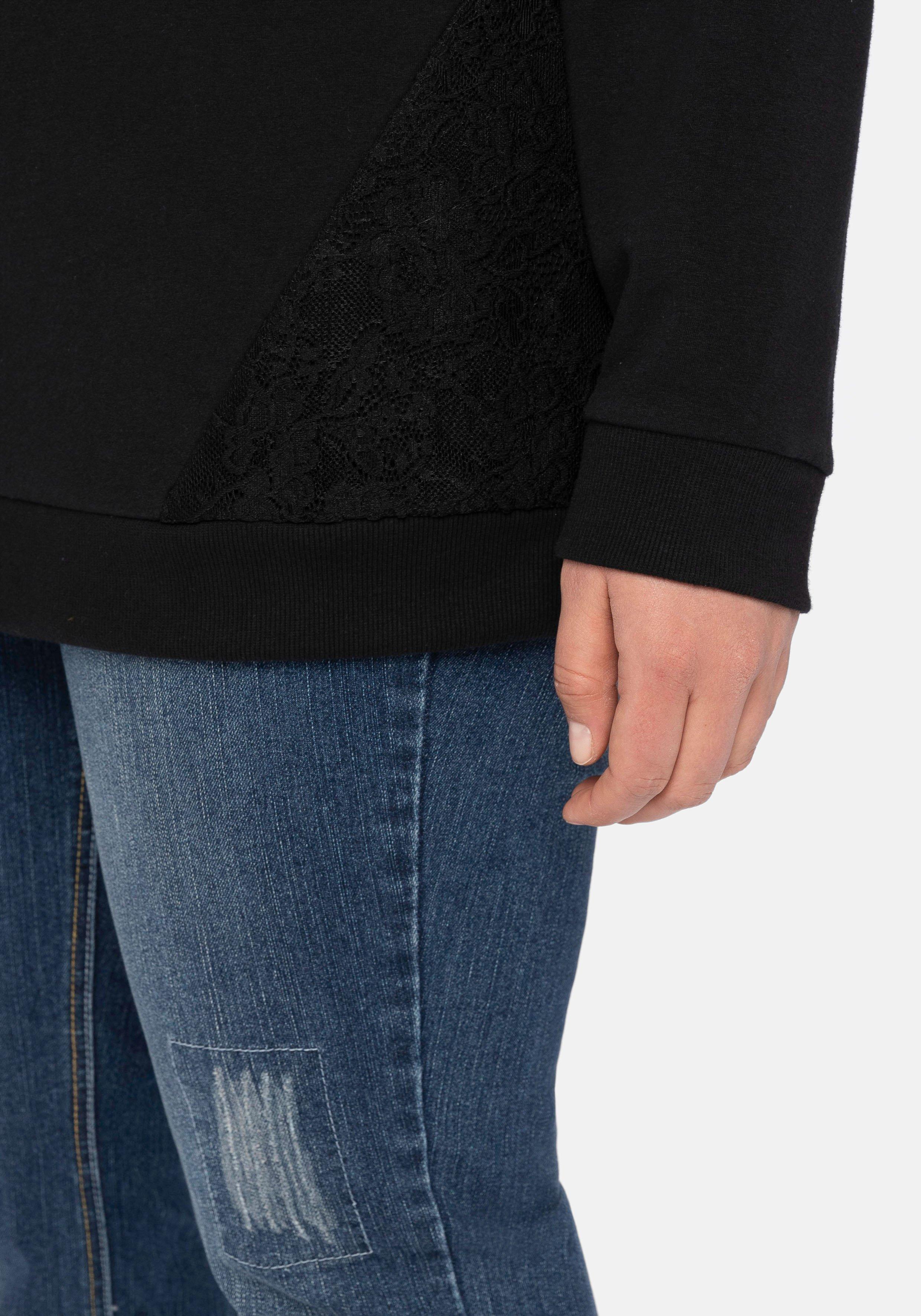 Sweatshirt mit Schlauchkragen aus Spitze