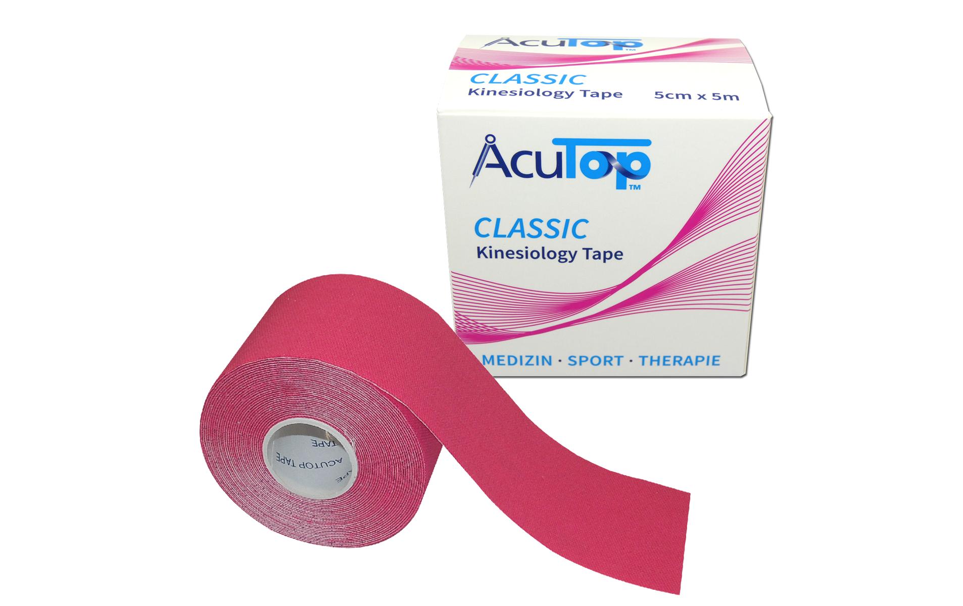 Classic Kinesiology Tape 5 cm x 5 m, PinkWasserfestes Kinesiotape aus Baumwolle ohne Latex