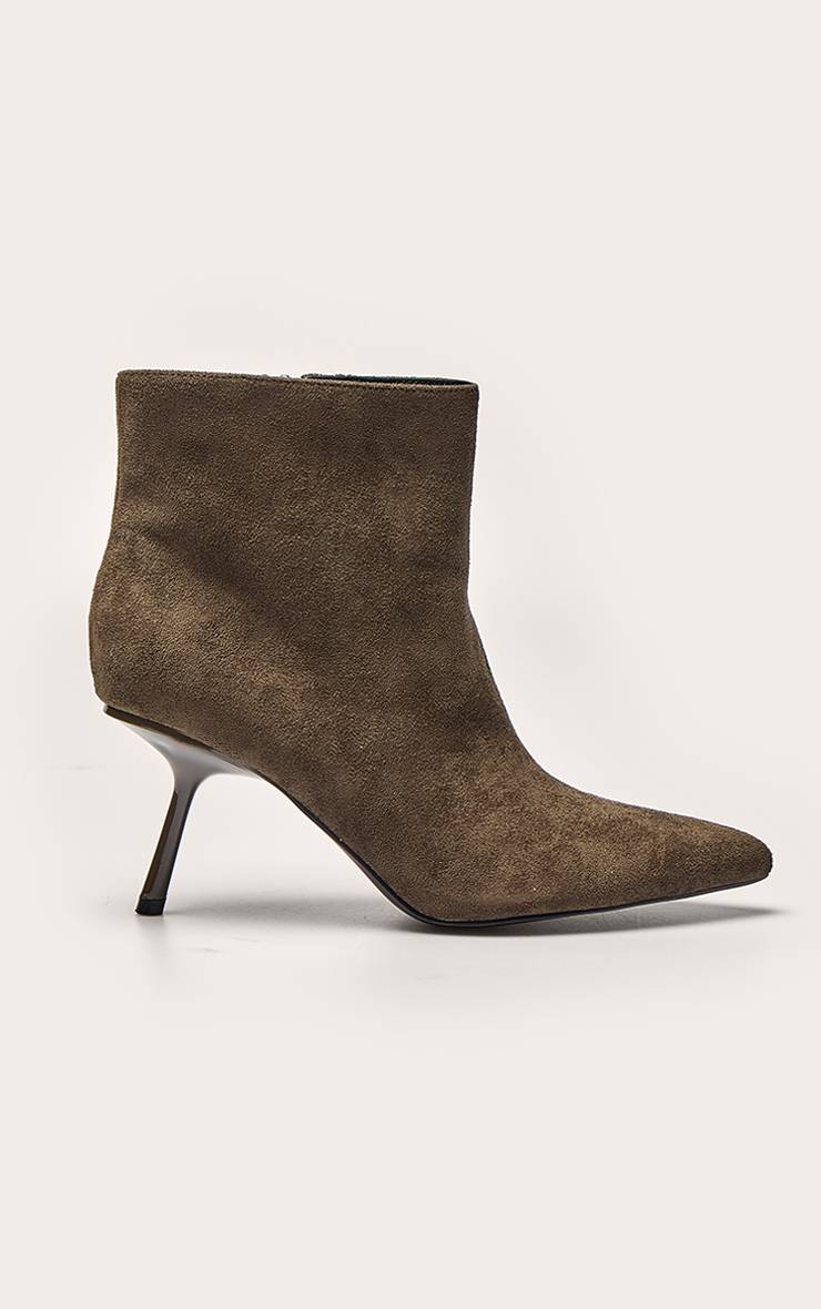 Vert Olive Bottines À Talons Bout Pointu En Synthétique Plissé