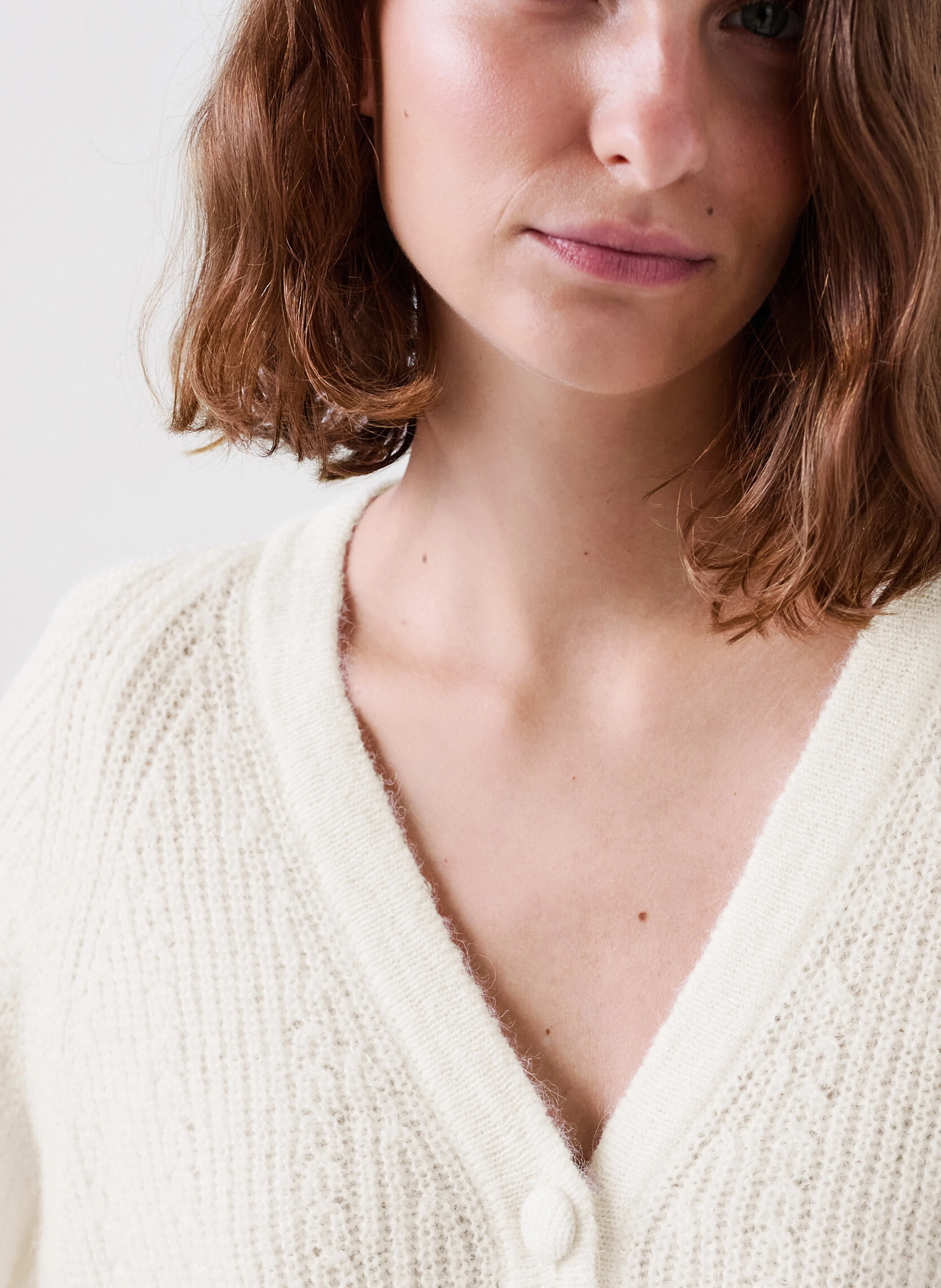 MLAMAR - Gilet droit en maille | Blanc
