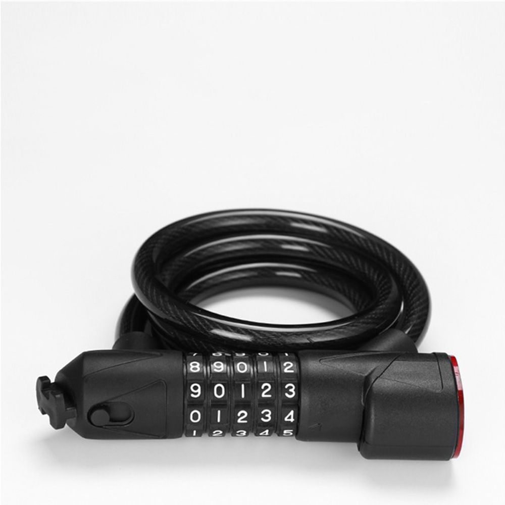 2in1 Fahrrad Schloss USB Velo Rücklicht 5-Stelliges Code Zahlenschloss   Halterung - Schwarz