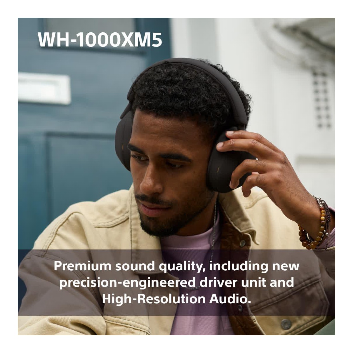 Sony WH-1000XM5 trådløse around-ear hodetelefoner (hvit)