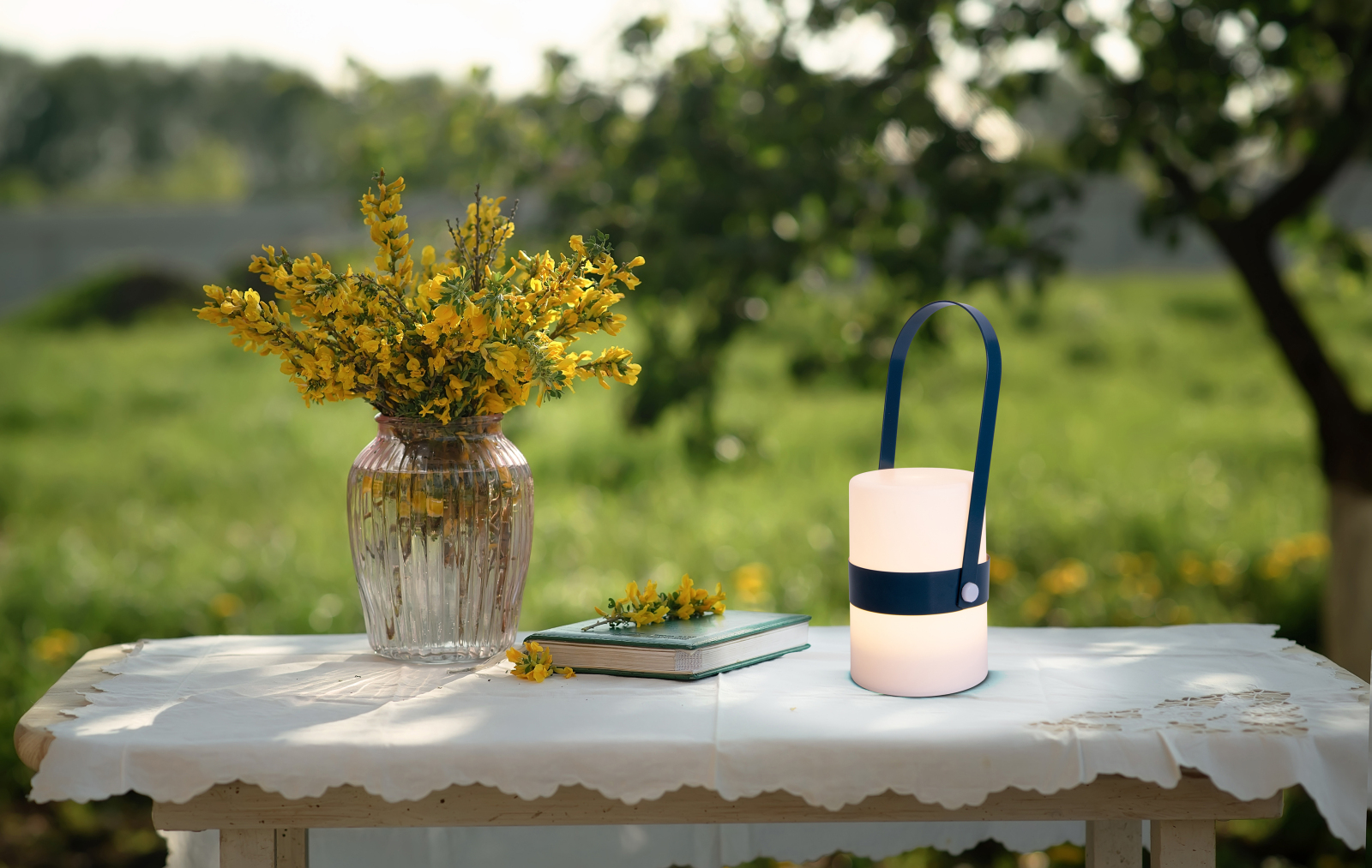 LED-Akku-Dekoleuchte NEO - weiß-blau - 28 cm