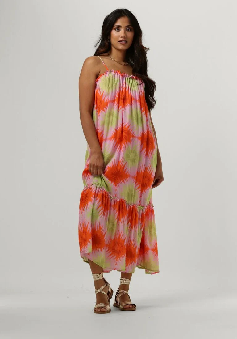 CIRCLE OF TRUST oranje circle of trust midi jurk jessy dress