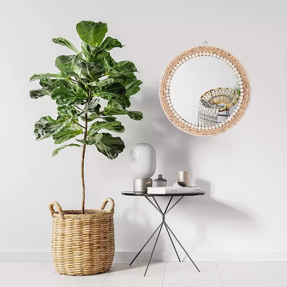 (Ø38cm) Deko Wand Spiegel Hygge Lifestyle Home Accessoire - Braun