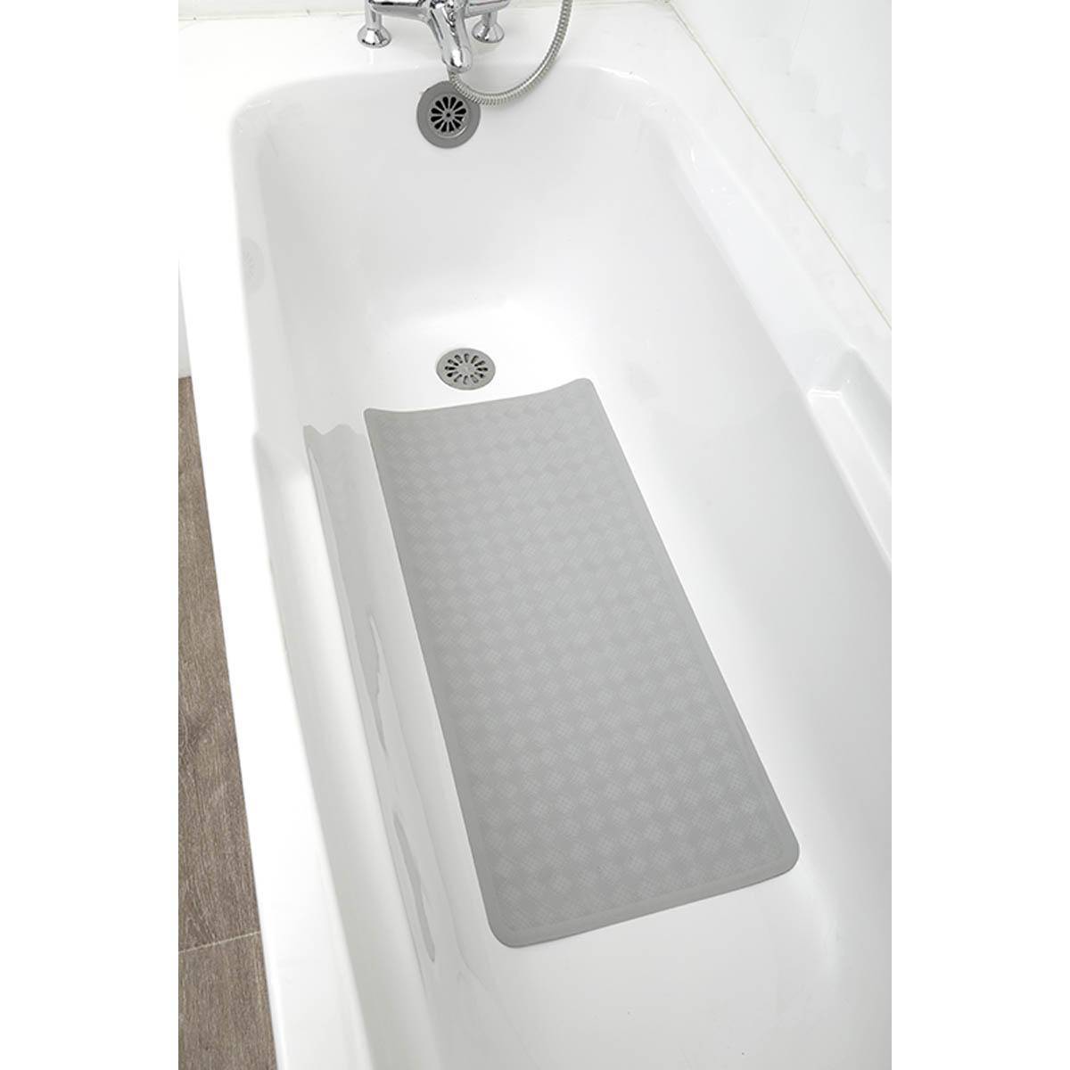 FOND DE BAIGNOIRE CAOUTCHOUC NATUREL 34X74CM GRIS PERLE