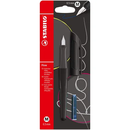 Füller - STABILO Flow ACTIVE in schwarz - Einzelstift - inklusive Patrone