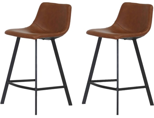 CONCEPT1 - Tabouret de bar Lot de 2 T. Mana cognac PU (plan)