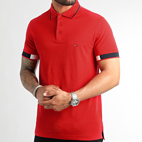 Polo Manches Courtes RWB Placket Cuff Rouge