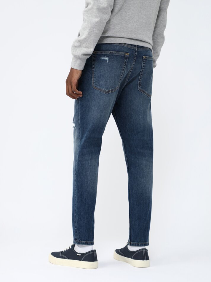 Calça jeans skinny confortável cor cenoura - Azul marinho