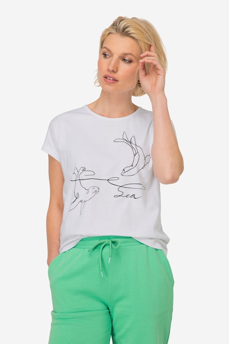 T-Shirt, Robben Print, Rundhals, Halbarm, OEKO-TEX Made in Green