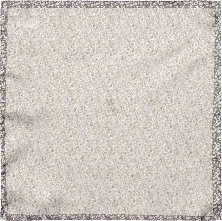 ETON Light Green Floral Silk Pocket Square Grøn