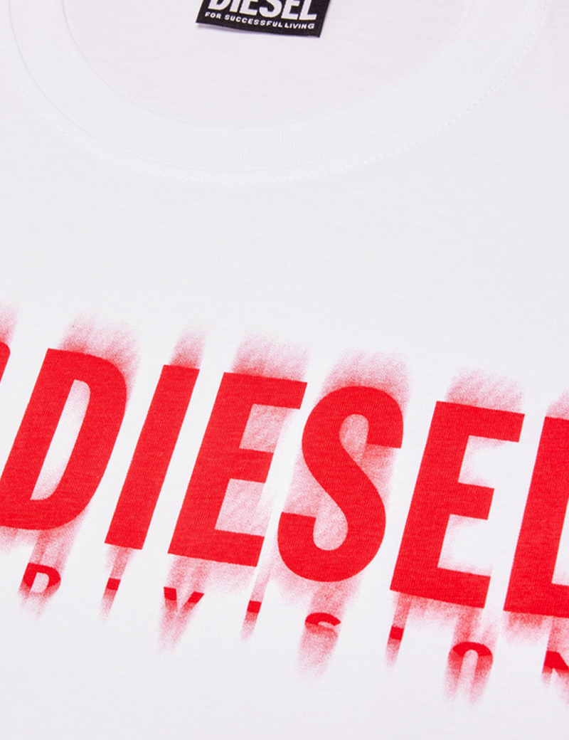DIESEL T-SHIRT HOMME DIEGOR MANCHES COURTES LOGO DIESEL DÉGRADÉ BLANC