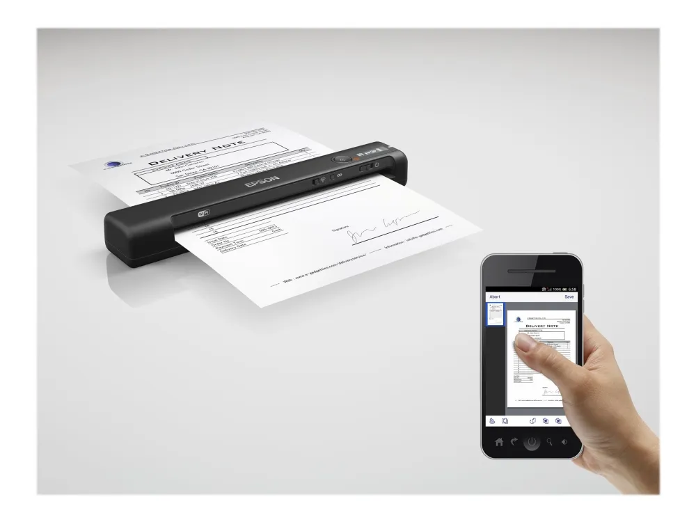 Epson WorkForce ES-60W - Scanner med papirfødning - Contact Image Sensor (CIS) - A4 - 600 dpi x 600 dpi - op til 300 scanninger pr. dag - USB 2.0, Wi-Fi(n)