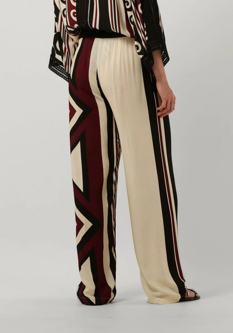 ACCESS multi access wijde broek printes straight leg pants with elastic waist
