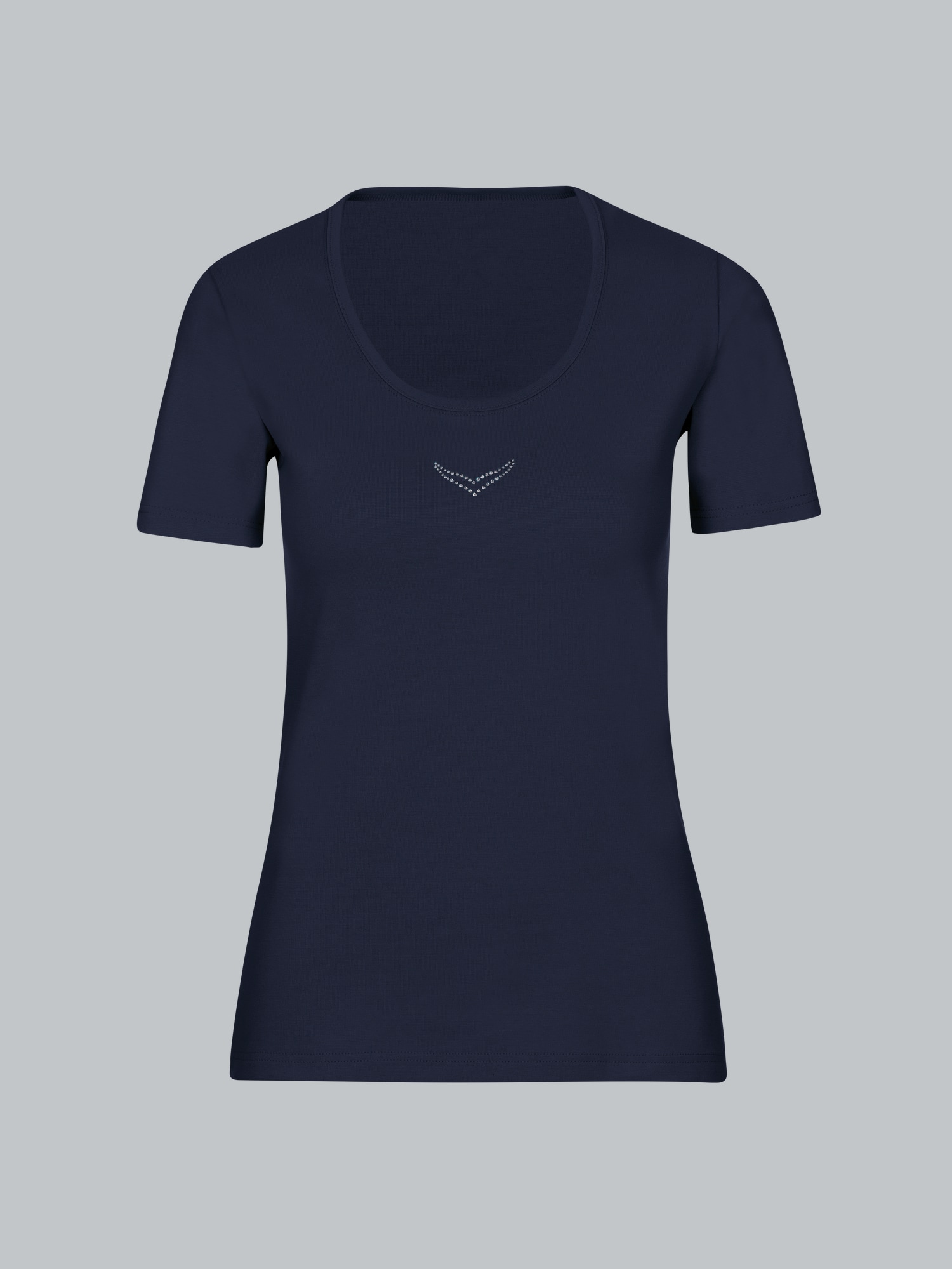 T-Shirt mit Kristallsteinen Navy