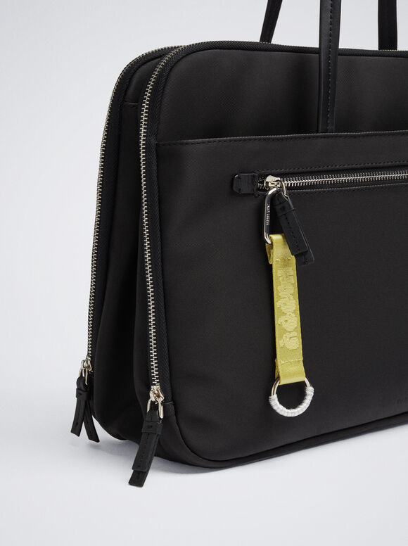 Pasta para laptop de 15 polegadas com efeito de nylon - Preta