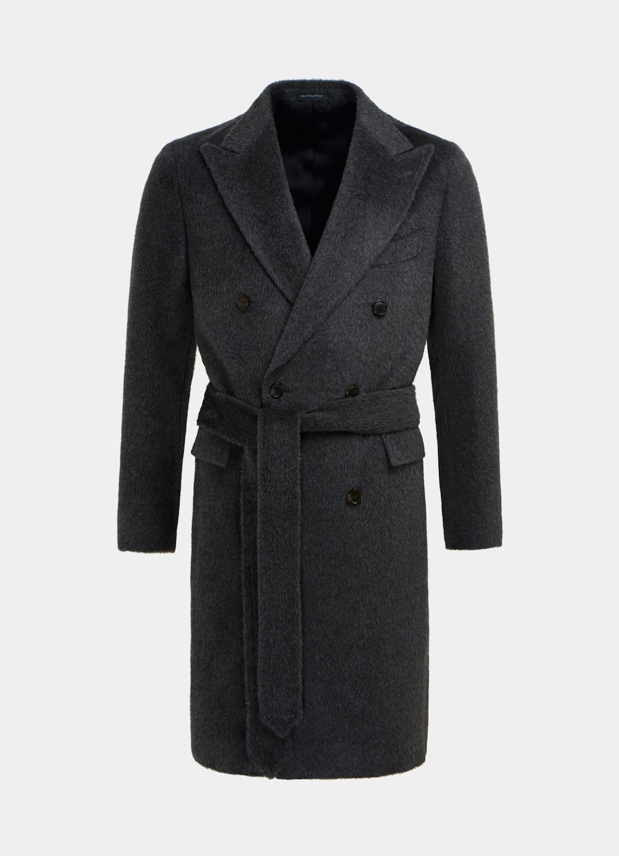 Manteau ceinturé gris foncé