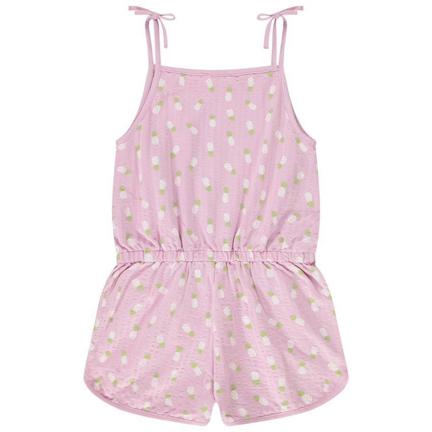 Combishort en jersey gaufré imprimé ananas pour fille - Lilas