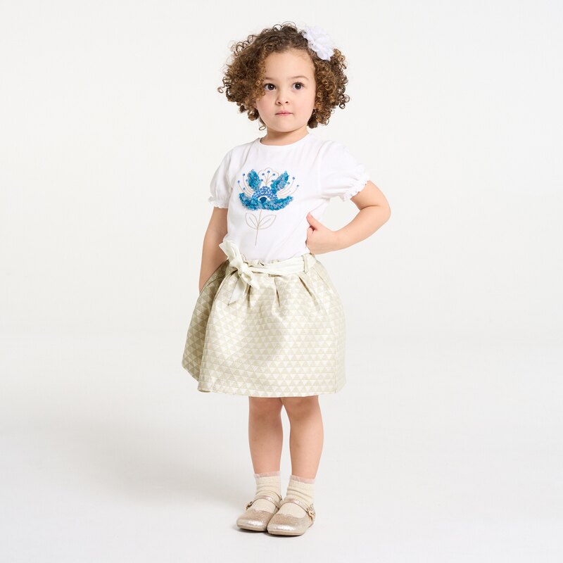 Jupe évasée irisée beige bébé fille Beige
