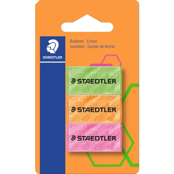 Radierer neon, 3-teilig