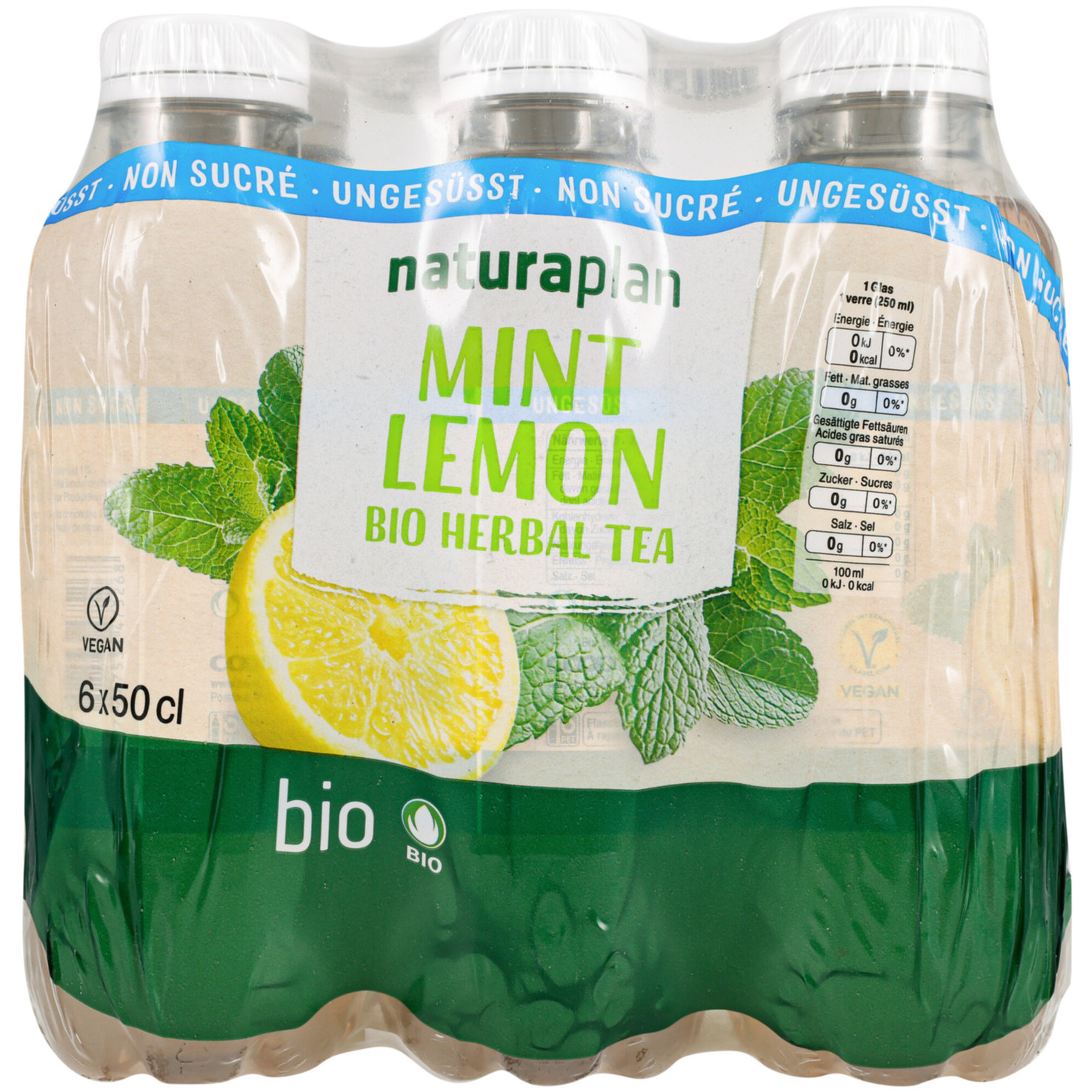 Naturaplan Mint Lemon Bio Herbal Tea ungesüsst 6x50CL -300cl