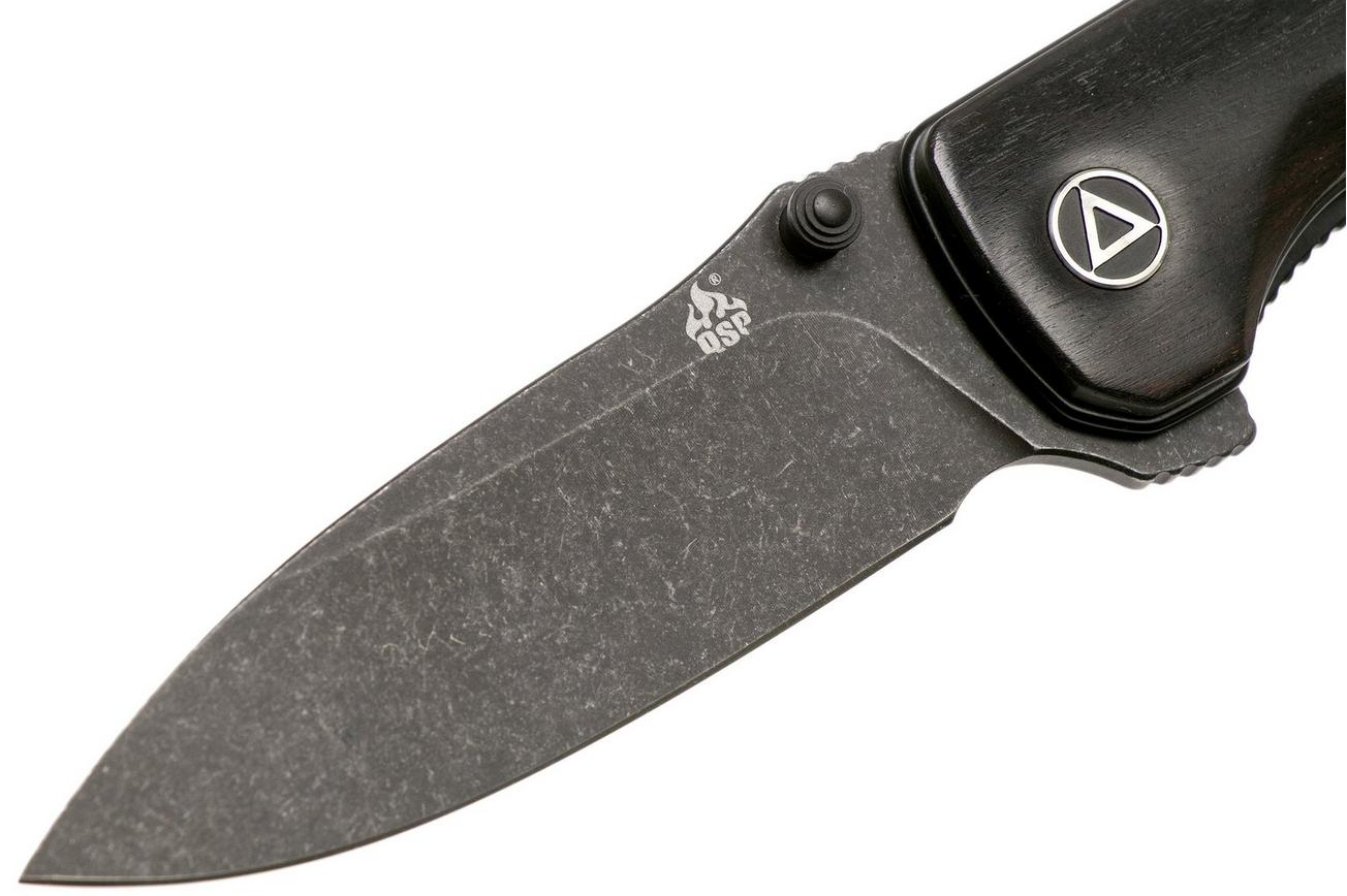 QSP Knife Hawk QS131-P2 Ebony Wood, Blackwashed, zakmes