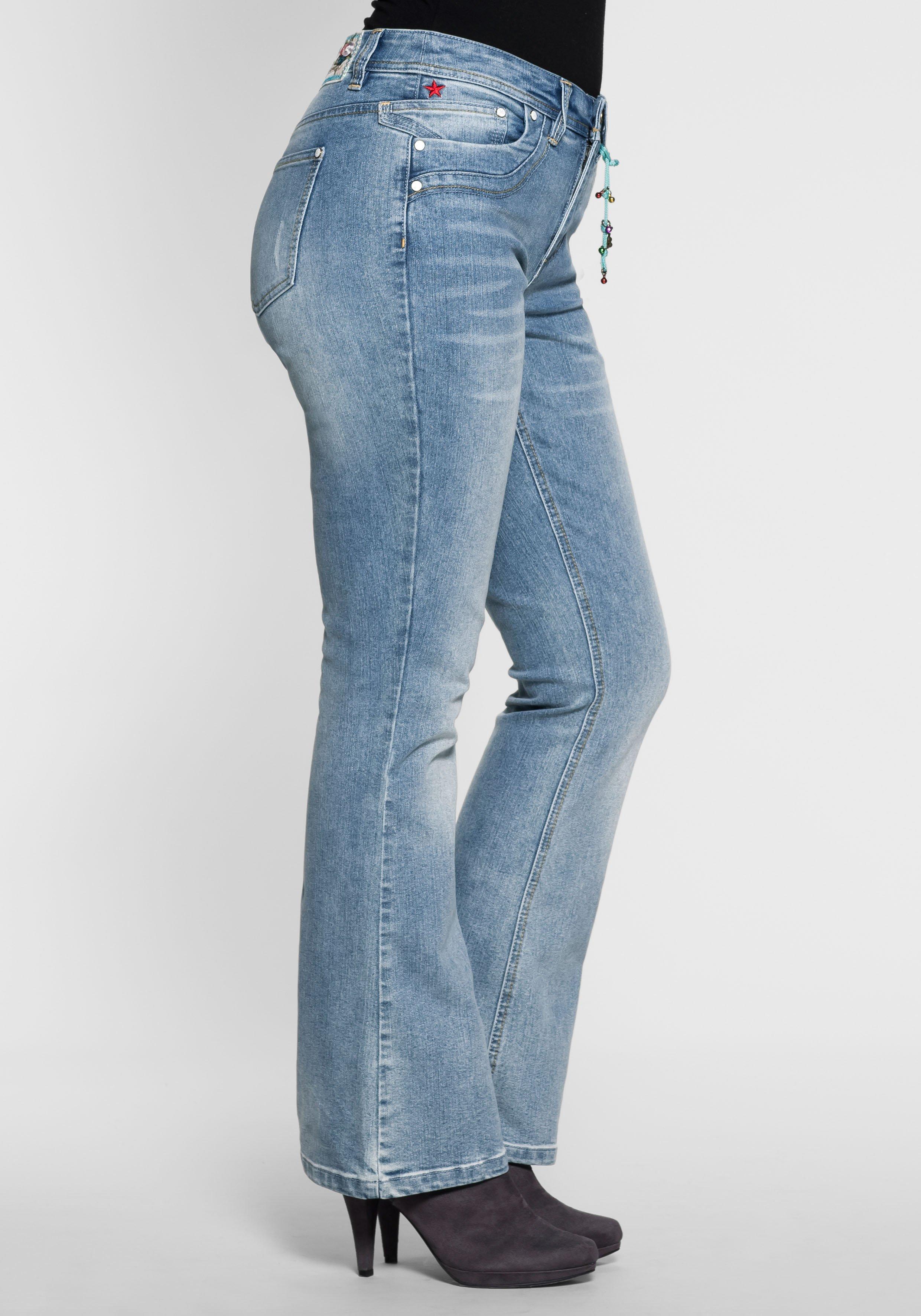 Bootcut Stretch-Jeans im Used-Look